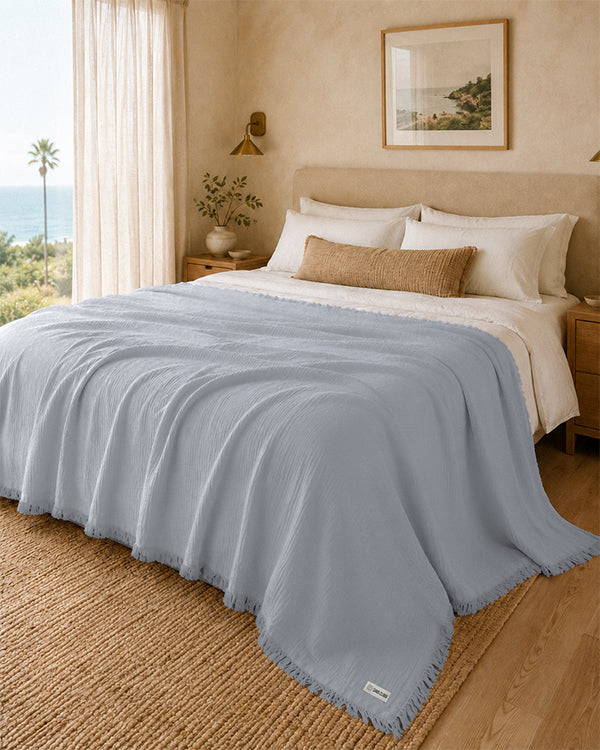 Lara Light Grey - Muslin Blanket - King