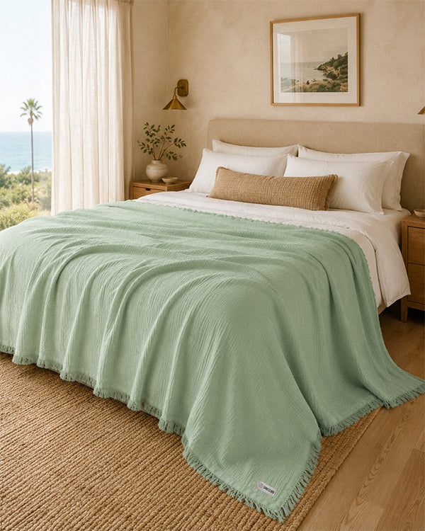 Lara Sage - Muslin Blanket - King