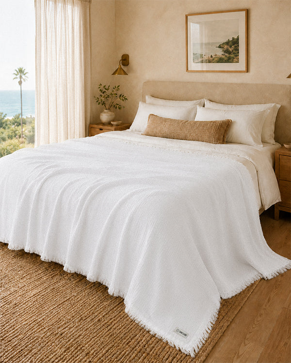 Lara White - Muslin Blanket - Queen