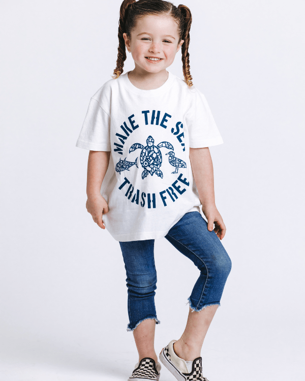 Make The Sea Trash Free Kids Tee - White
