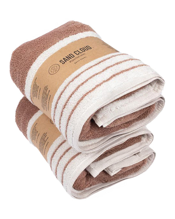 Micro Stripe Bath Bundle - 2 Pack - Warm Taupe