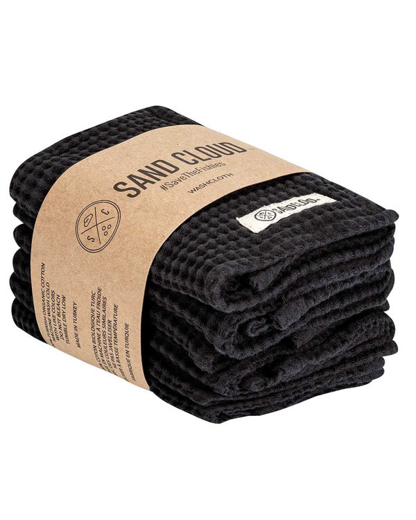 Micro Waffle Bath Washcloth Bundle - 6 Pack - Black