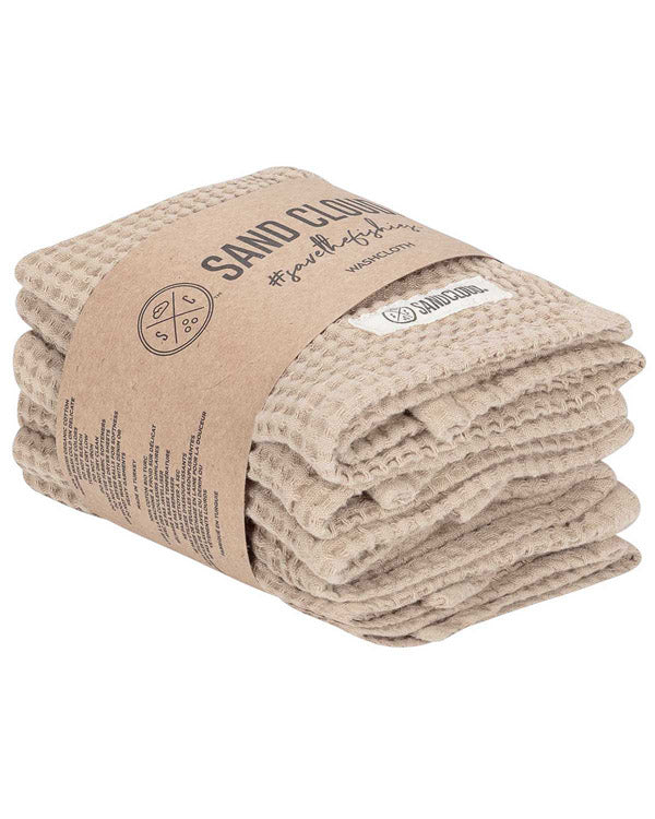 Micro Waffle Bath Washcloth Bundle - 6 Pack - Sand