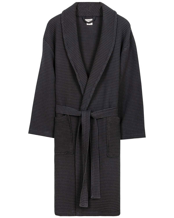 Micro Waffle Robe - Black