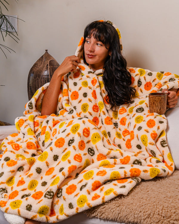 Pumpkin Patch Plush Wearable Blanket