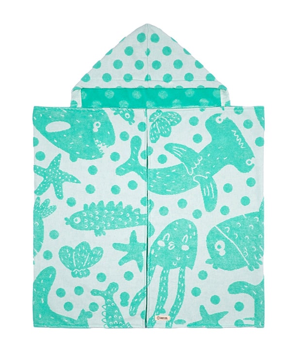 Sea Creatures Hooded Kids Bath Towel