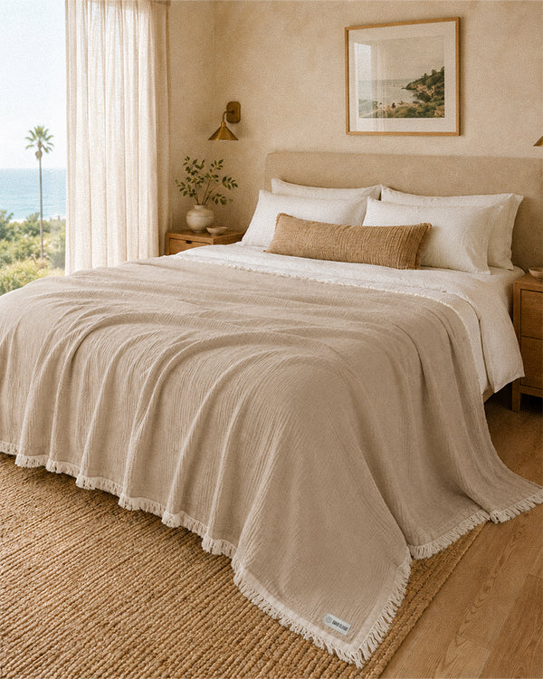Senna Taupe - Muslin Blanket - King